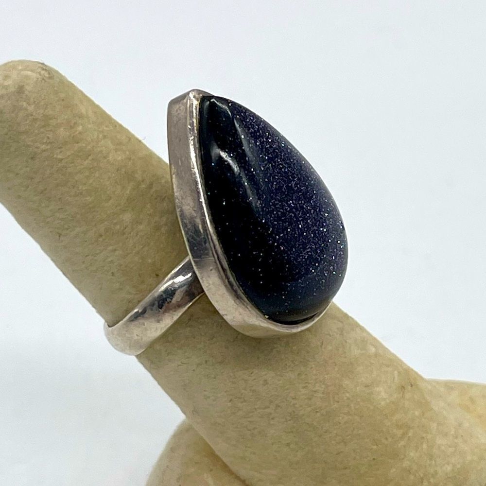 Sterling Silver 925 with Blue Sandstone Gem Ring adjustable